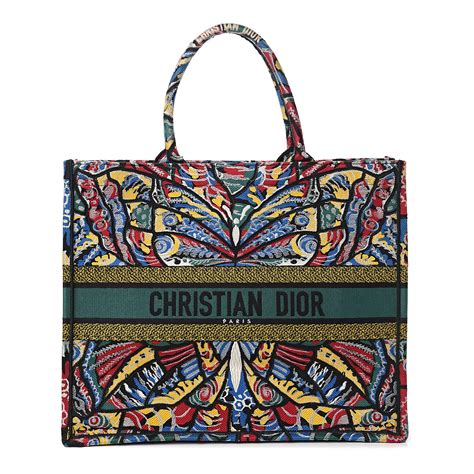 Dior Multicolor Embroidered Canvas Medium Book Tote 